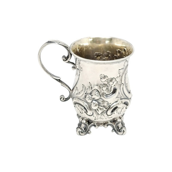 Antique George Angell London Sterling Silver Footed Cup with Monogram #13789 - Picture 5 of 11